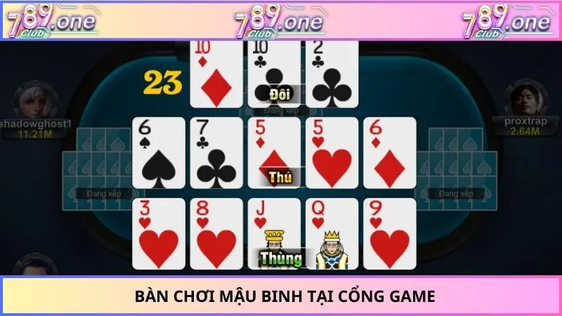 Bàn chơi mậu binh tại cổng game
