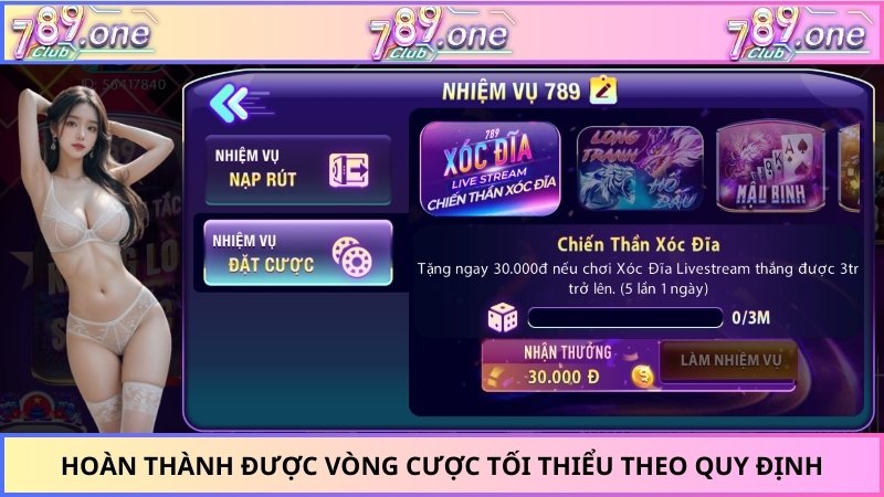 Hoàn thành được vòng cược tối thiểu theo quy định
