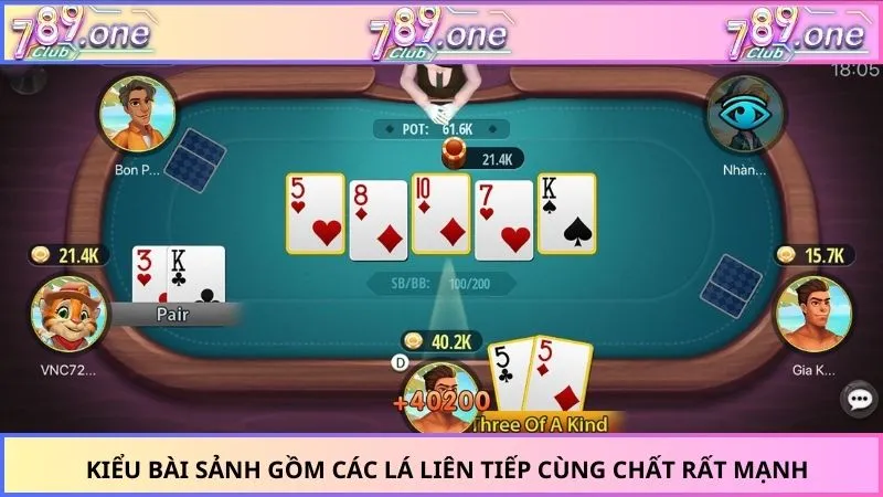 Kiểu bài sảnh gồm các lá liên tiếp cùng chất rất mạnh