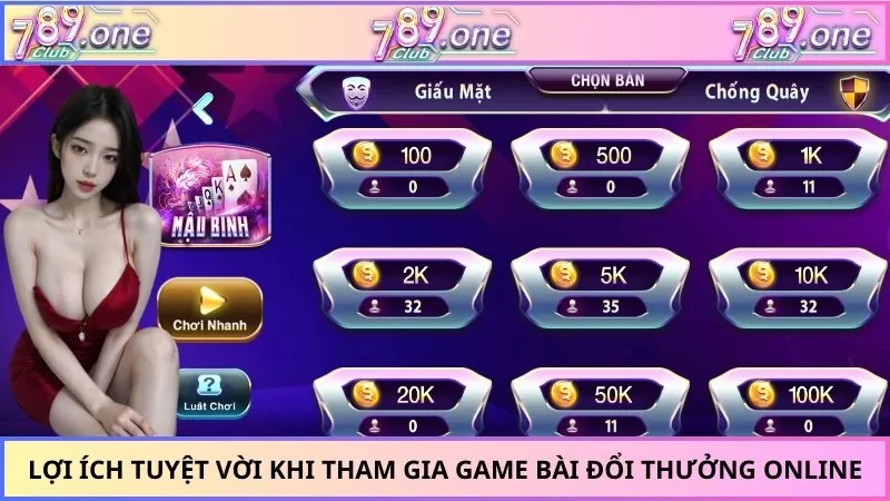 Lợi ích tuyệt vời khi tham gia game bài đổi thưởng online